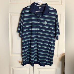 adidas golf mens large Navy blue and Green Striped Polo Shirt